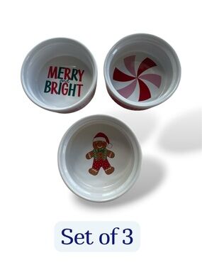 Ceramic 4" Holiday Ramekins 3 PIECES Celebrate It